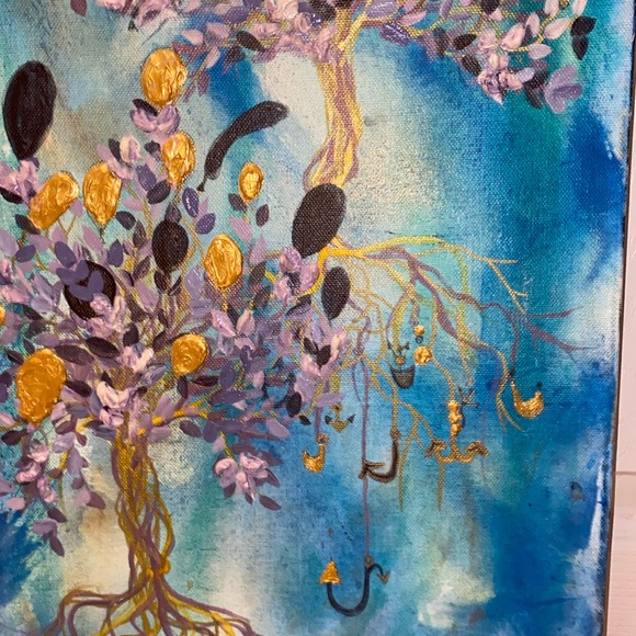 Unframed Original on Canvas in Acrylic & Acrylic Ink suspended Floating Trees - Picture 4 of 5